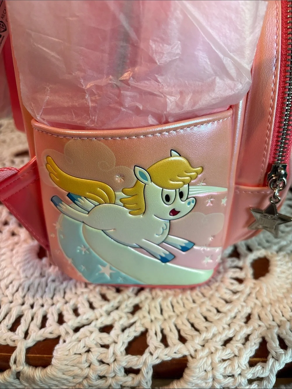 Loungefly Pink Iridescent Powerpuff Girls Bag/ Backpack NWT